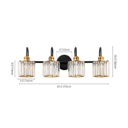 Applique murale moderne en cristal chromé/noir/doré pour salle de bain, éclairage de vanité