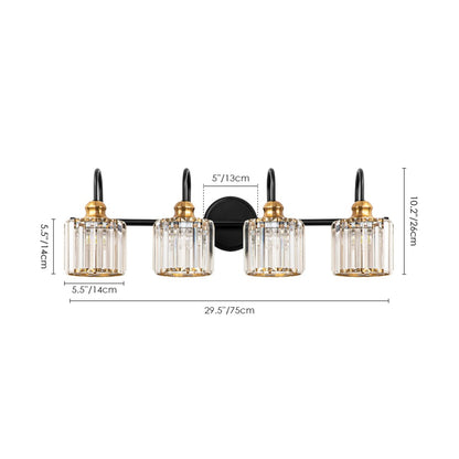 Applique murale moderne en cristal chromé/noir/doré pour salle de bain, éclairage de vanité
