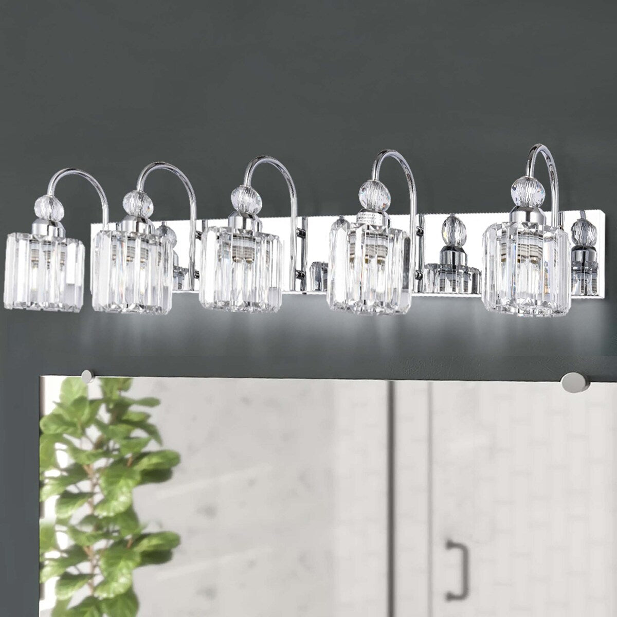 Applique murale moderne en cristal chromé/noir/doré pour salle de bain, éclairage de vanité