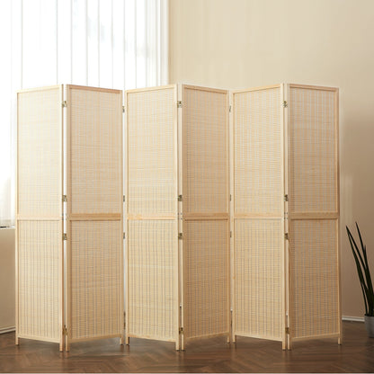 Cloison de séparation en bambou 4/6 panneaux, 1,8 m, amovible, pour séparation de pièce, écran de confidentialité pliable