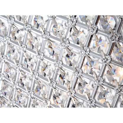 Lustre tambour à perles rondes avec cristaux suspendus