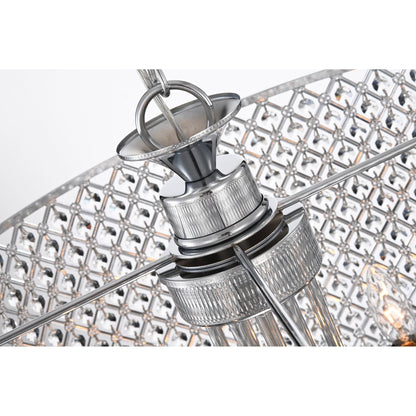 Lustre tambour à perles rondes avec cristaux suspendus