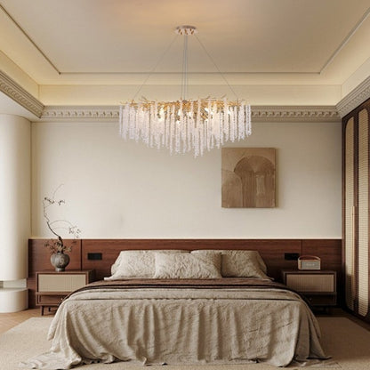 Lustre rectangulaire en cristal doré moderne de 40 pouces, branches d'arbre, luminaire suspendu pour îlot de cuisine, salle à manger