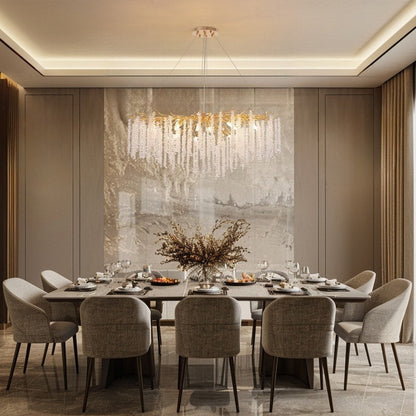 Lustre rectangulaire en cristal doré moderne de 40 pouces, branches d'arbre, luminaire suspendu pour îlot de cuisine, salle à manger