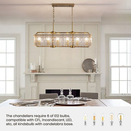 Lustre rectangulaire moderne en cristal de 40 po, 16 lumières, en laiton doré, pour salle à manger, salon, cuisine, îlot