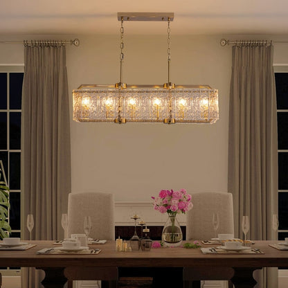 Lustre rectangulaire moderne en cristal de 40 po, 16 lumières, en laiton doré, pour salle à manger, salon, cuisine, îlot