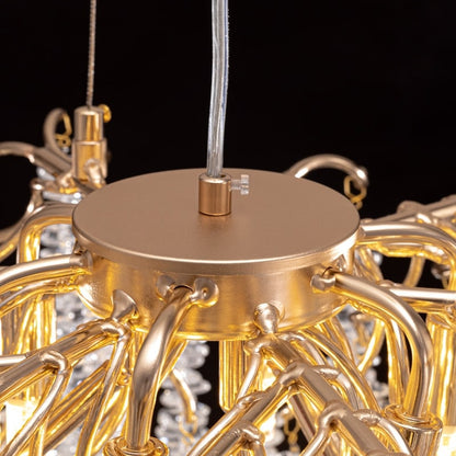 Lustre rectangulaire en cristal doré moderne de 40 pouces, branches d'arbre, luminaire suspendu pour îlot de cuisine, salle à manger