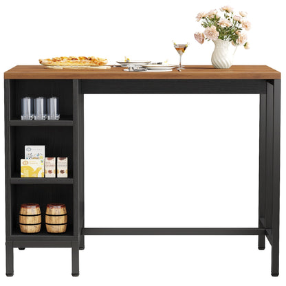 Îlot de cuisine large de 43 pouces, table de comptoir de cuisine avec 5 étagères ouvertes