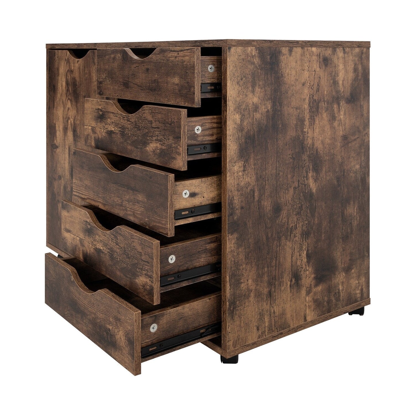 Commode de rangement en bois à 5 tiroirs avec roulettes - Meuble de rangement pour loisirs créatifs et maquillage pour dressing et chambre