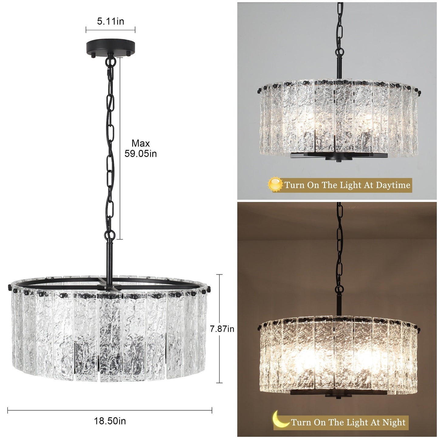 Lustre rond moderne à 5 lumières, semi-encastré classique, luminaire suspendu pour îlot de cuisine et salle à manger