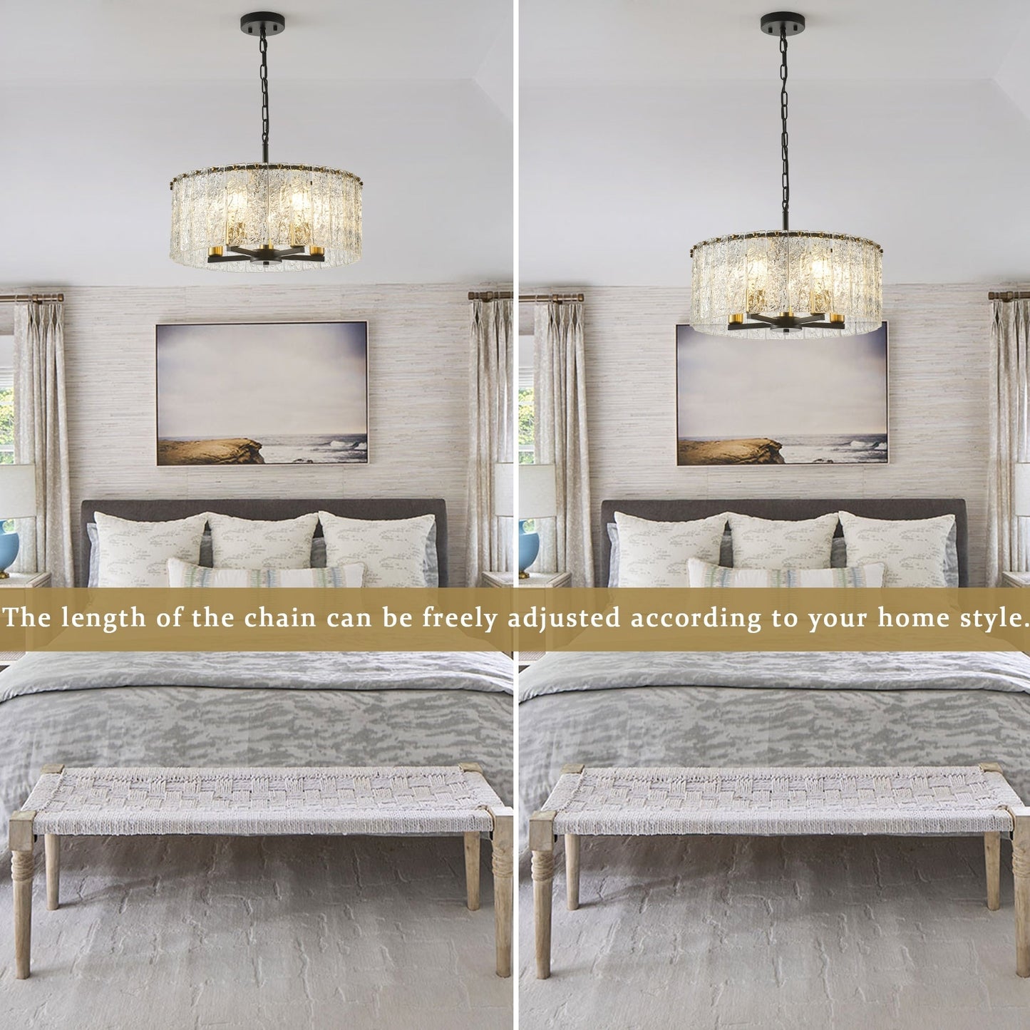 Lustre rond moderne à 5 lumières, semi-encastré classique, luminaire suspendu pour îlot de cuisine et salle à manger