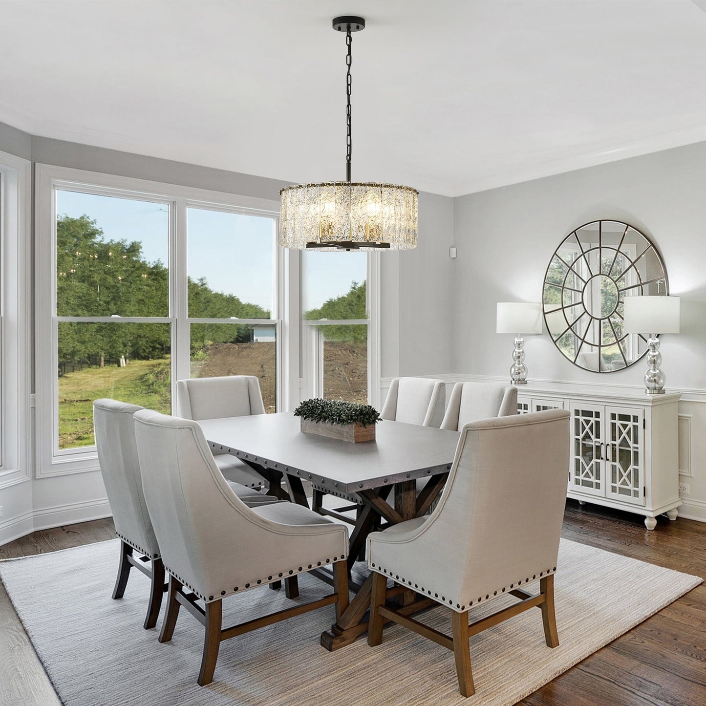 Lustre rond moderne à 5 lumières, semi-encastré classique, luminaire suspendu pour îlot de cuisine et salle à manger