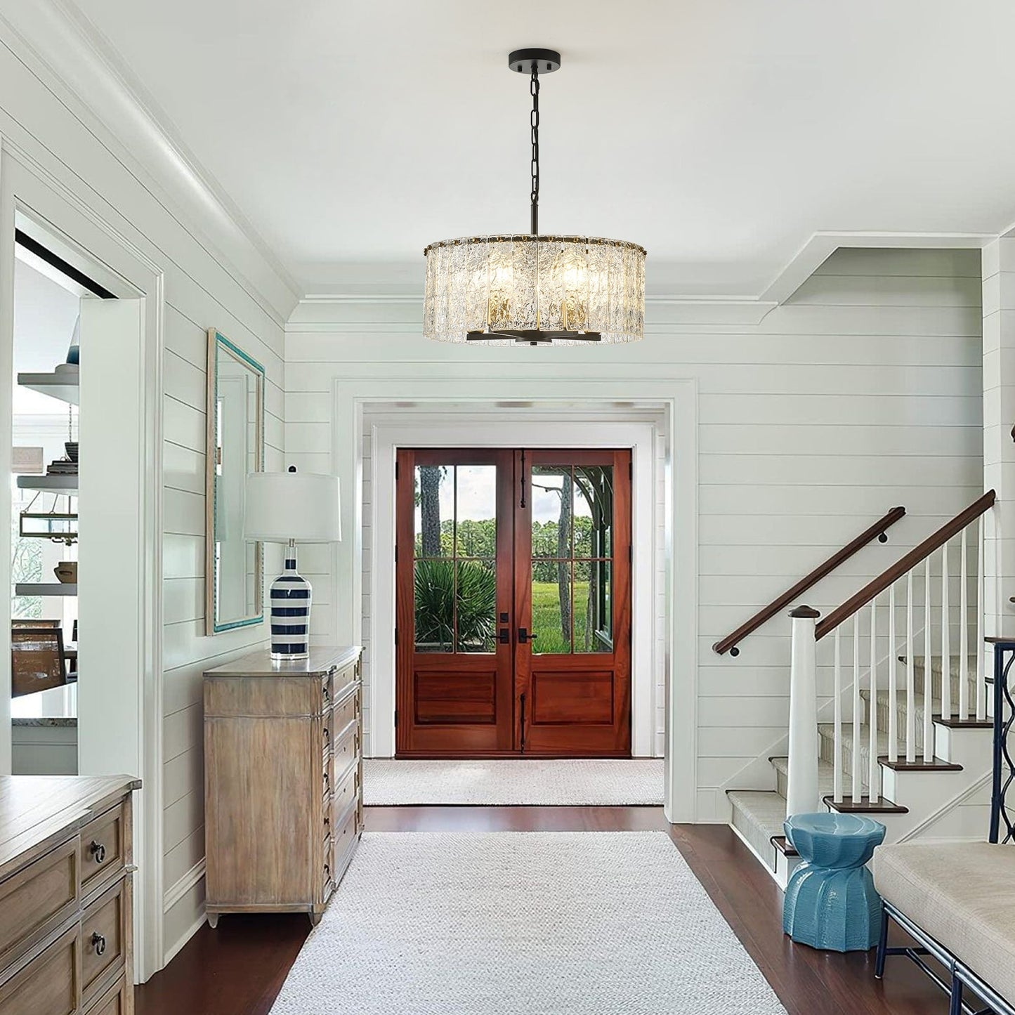 Lustre rond moderne à 5 lumières, semi-encastré classique, luminaire suspendu pour îlot de cuisine et salle à manger