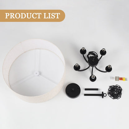 Plafonnier semi-encastré moderne à 5 lumières pour salle à manger, chambre à coucher, salon - N/A