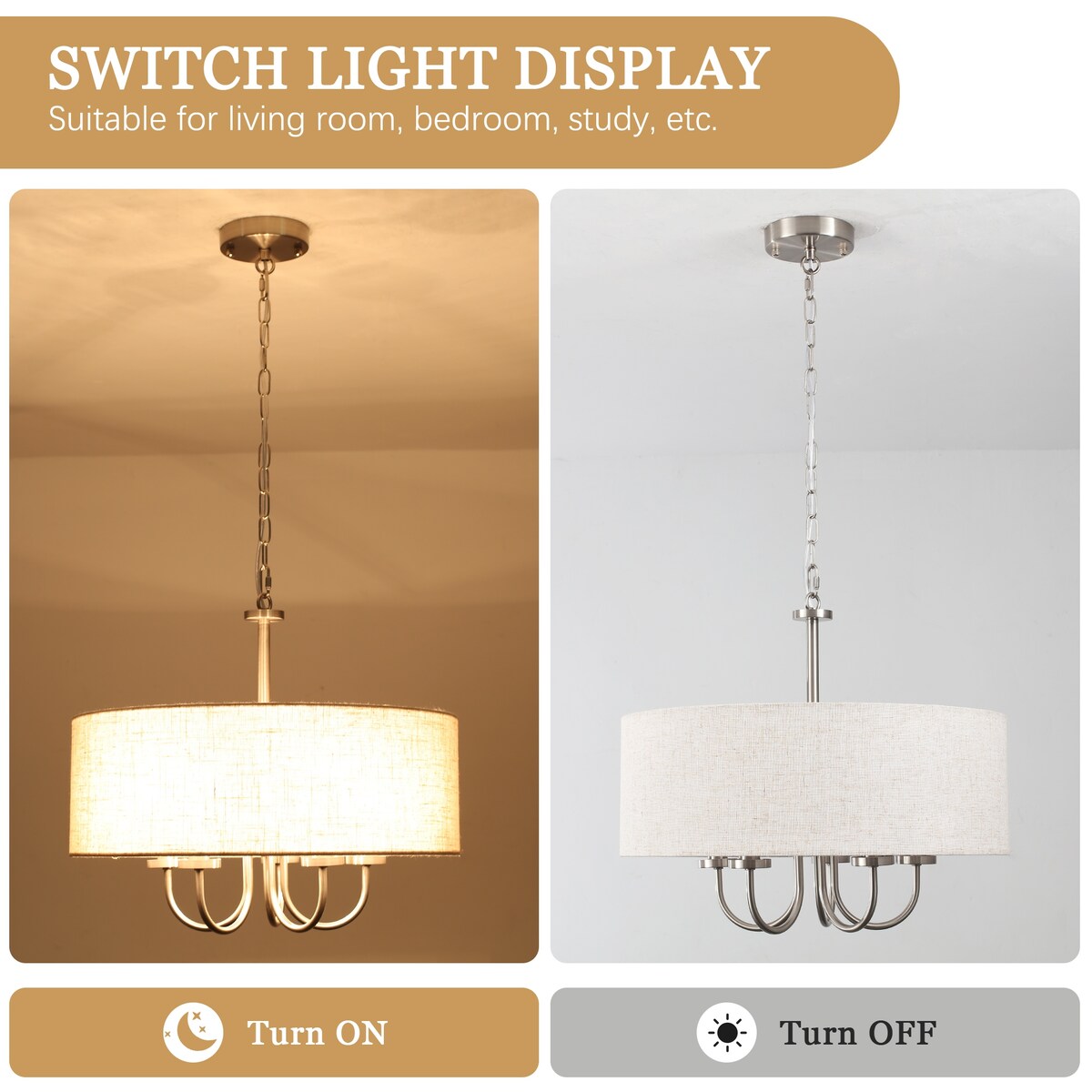 Plafonnier semi-encastré moderne à 5 lumières pour salle à manger, chambre à coucher, salon - N/A