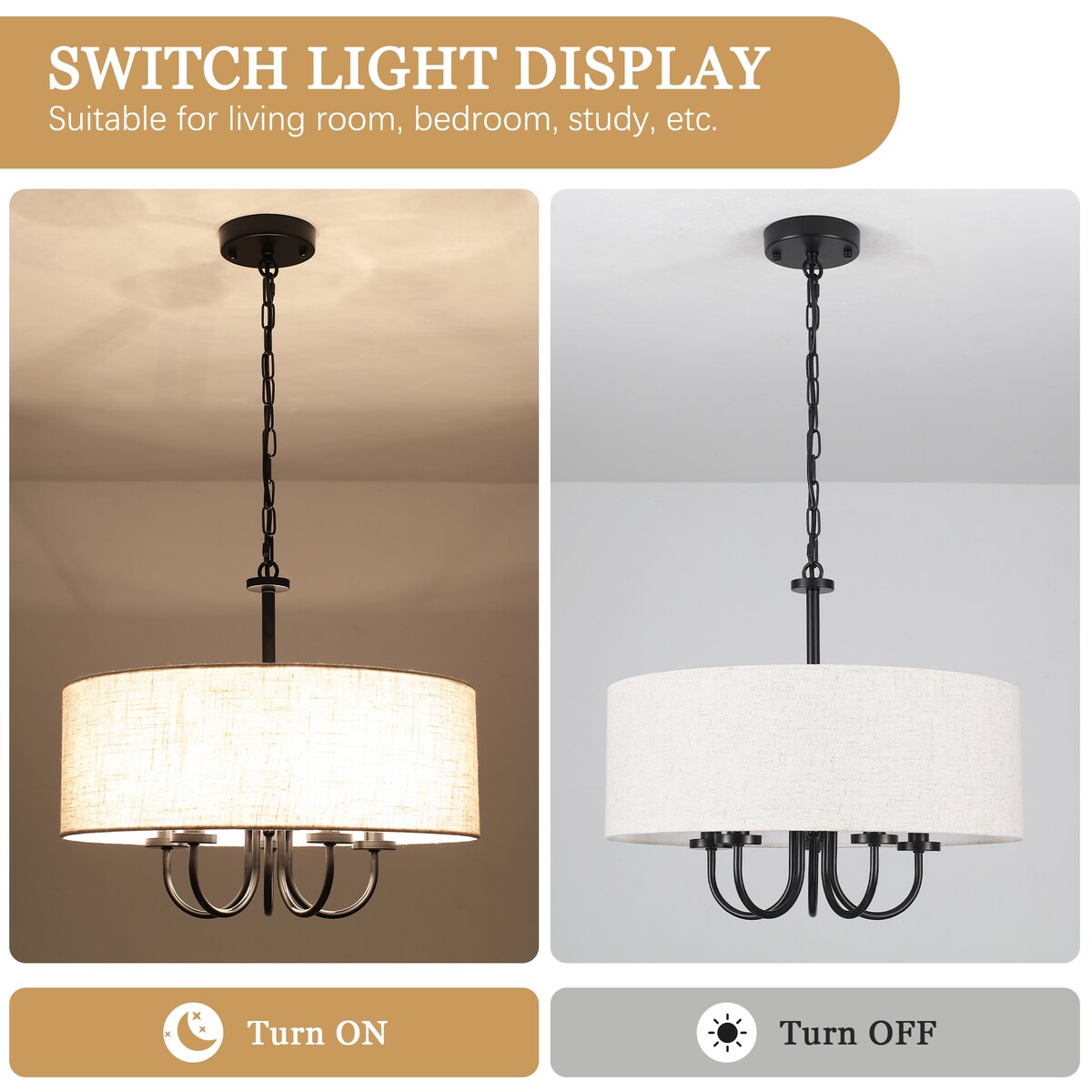 Plafonnier semi-encastré moderne à 5 lumières pour salle à manger, chambre à coucher, salon - N/A