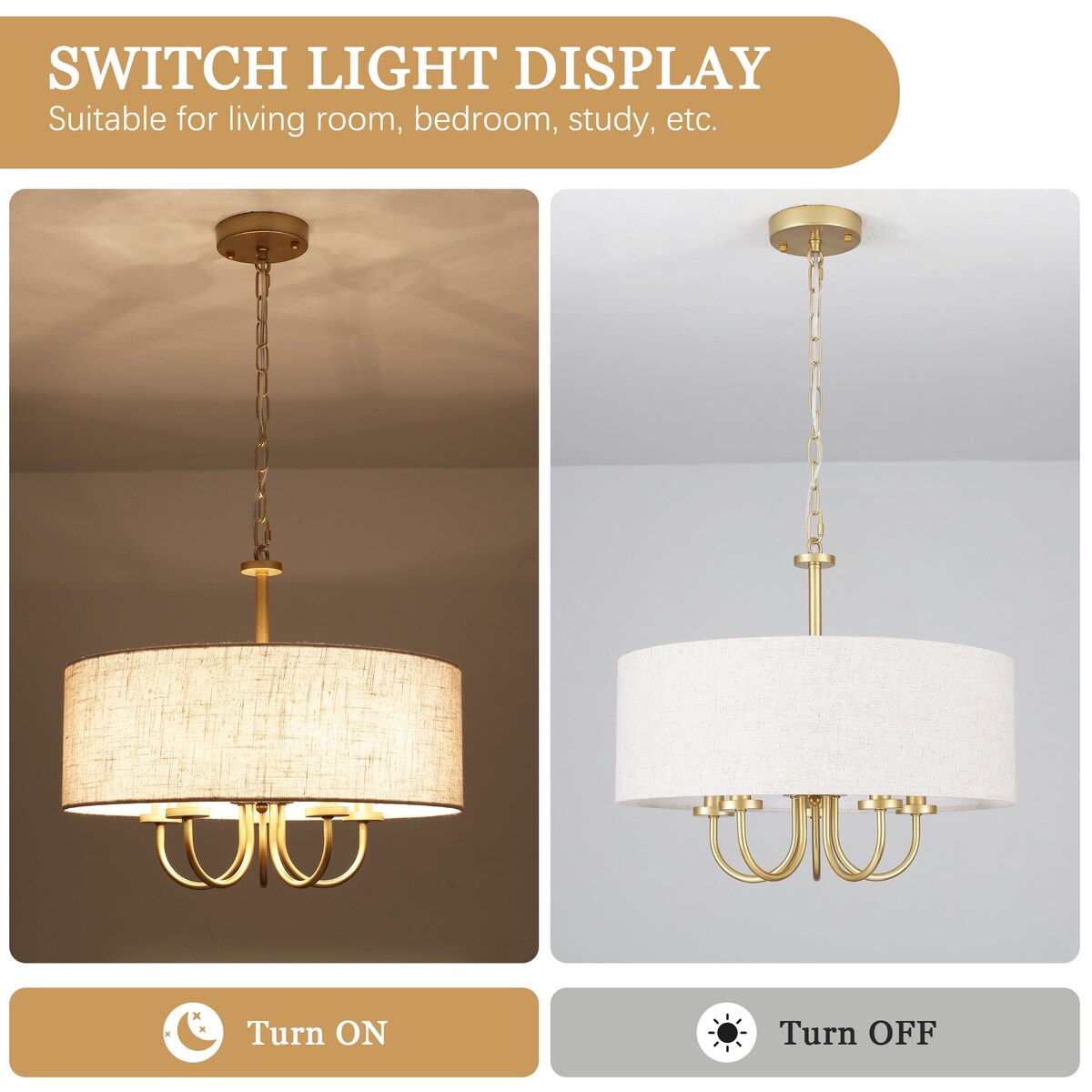 Plafonnier semi-encastré moderne à 5 lumières pour salle à manger, chambre à coucher, salon - N/A