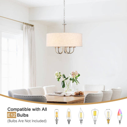 Plafonnier semi-encastré moderne à 5 lumières pour salle à manger, chambre à coucher, salon - N/A