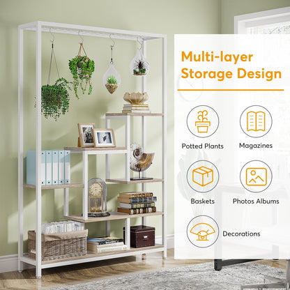 Étagère à plantes d'intérieur à 5 niveaux, hauteur 70,9 pouces, avec 10 crochets de suspension