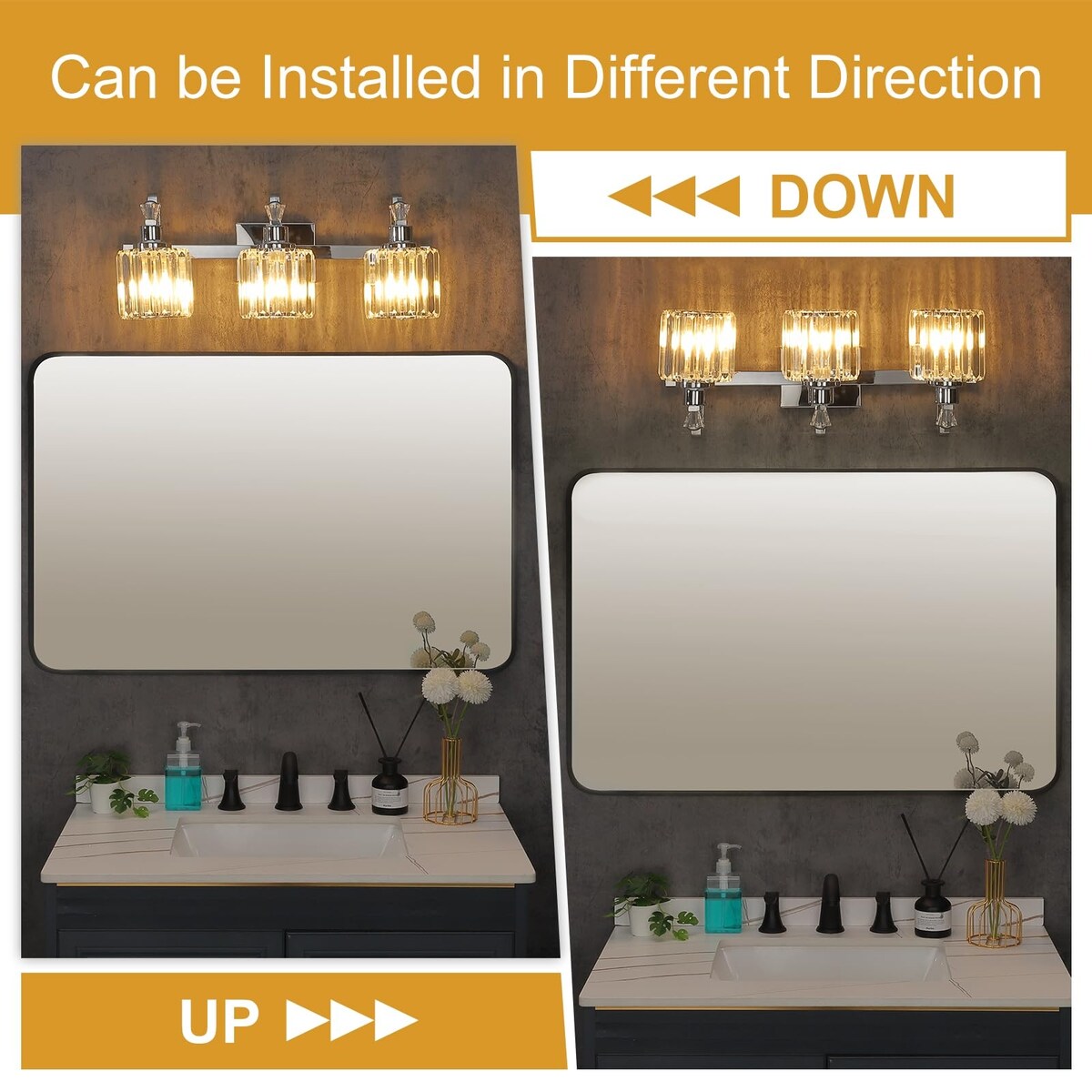 Luminaires de salle de bain modernes en cristal à 5 lumières