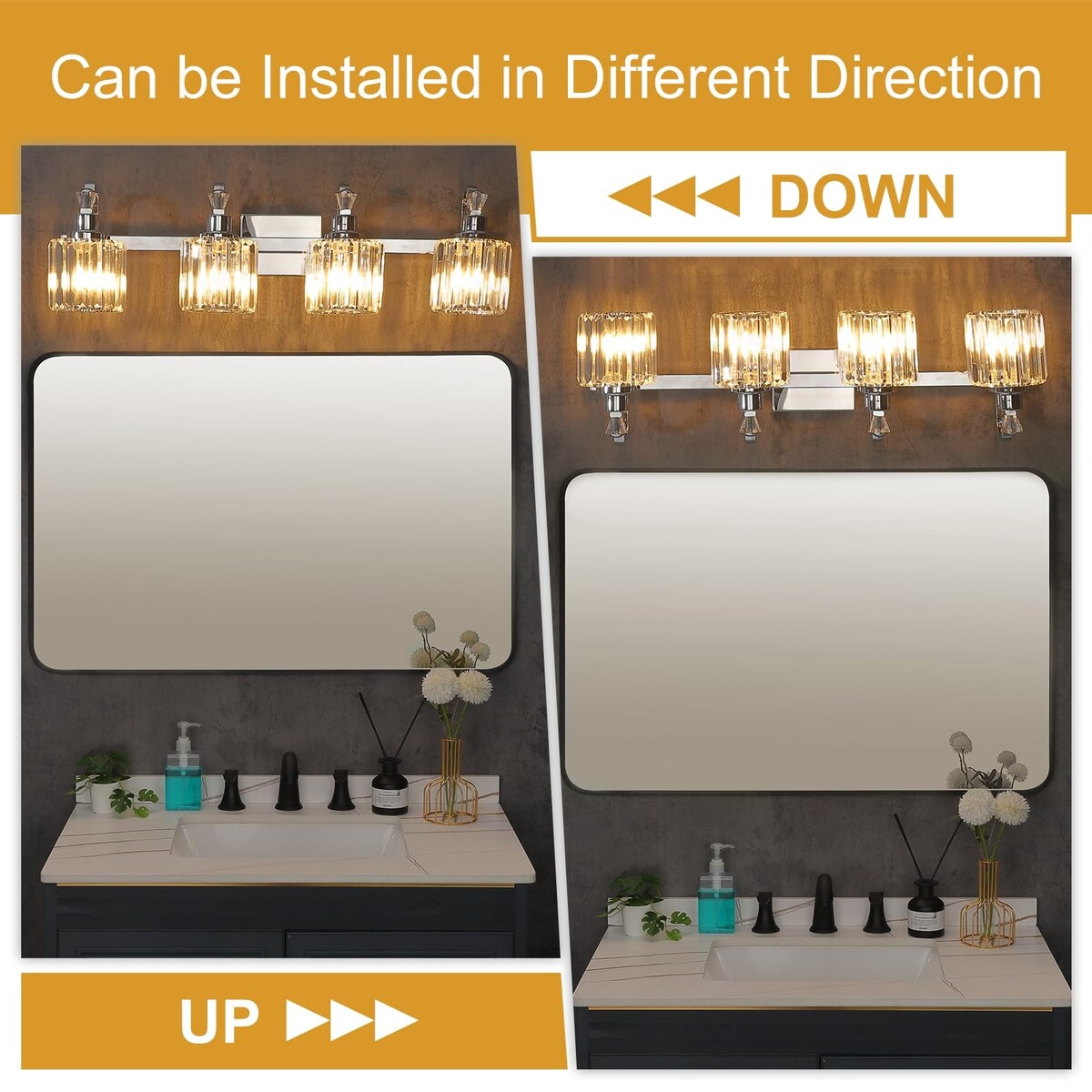 Luminaires de salle de bain modernes en cristal à 5 lumières