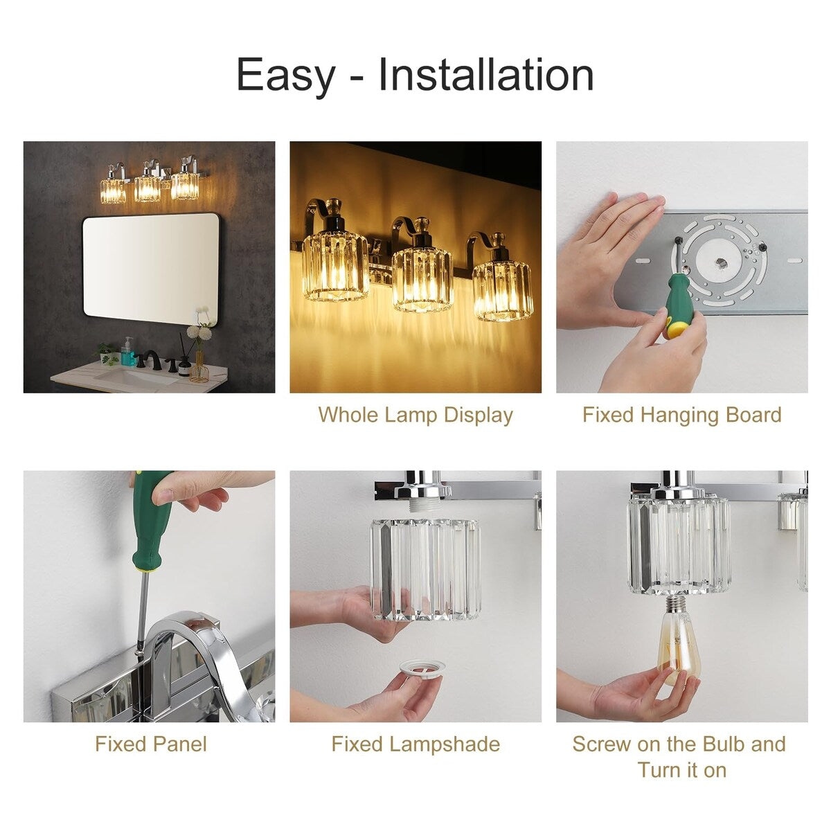 Luminaires de salle de bain modernes en cristal à 5 lumières