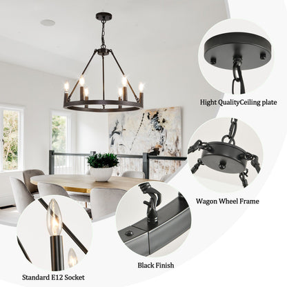 Lustre rond à 24 lumières en forme de roue de chariot de 54 pouces