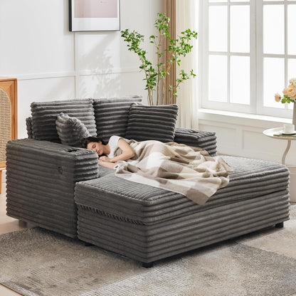 Canapé-lit rembourré de 54 pouces avec oreillers et accoudoirs, fauteuil d'intérieur surdimensionné, canapé-lit confortable en velours côtelé