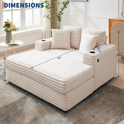 Canapé-lit rembourré de 54 pouces avec oreillers et accoudoirs, fauteuil d'intérieur surdimensionné, canapé-lit confortable en velours côtelé