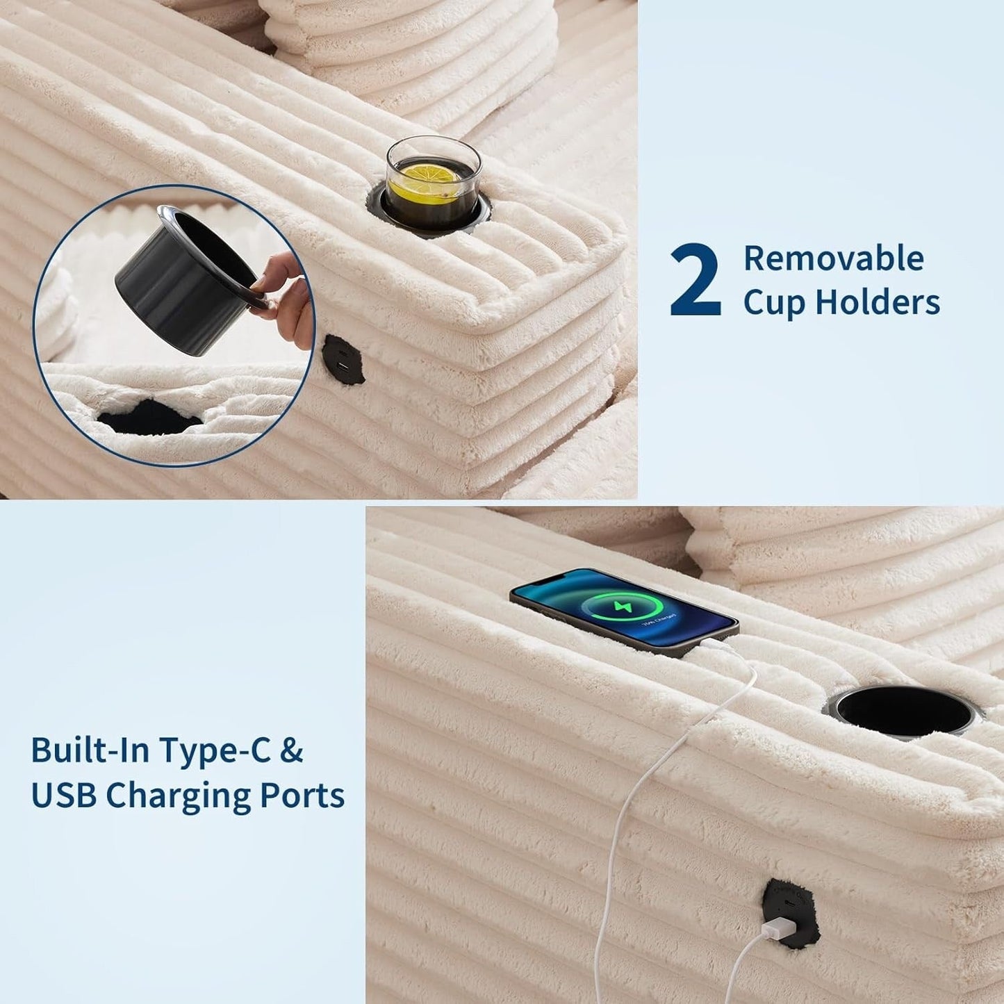 Canapé-lit rembourré de 54 pouces avec oreillers et accoudoirs, fauteuil d'intérieur surdimensionné, canapé-lit confortable en velours côtelé