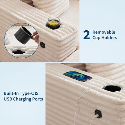 Canapé-lit rembourré de 54 pouces avec oreillers et accoudoirs, fauteuil d'intérieur surdimensionné, canapé-lit confortable en velours côtelé