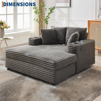Canapé-lit rembourré de 54 pouces avec oreillers et accoudoirs, fauteuil d'intérieur surdimensionné, canapé-lit confortable en velours côtelé