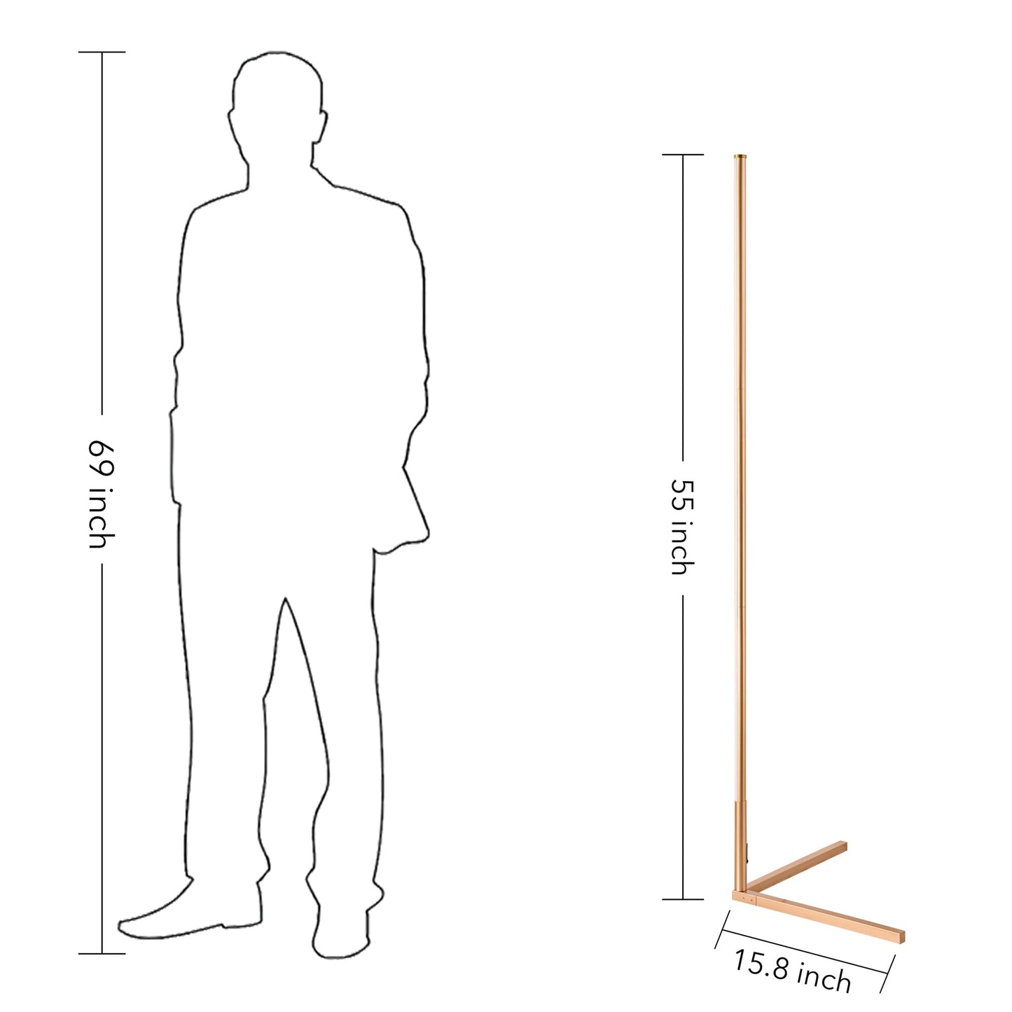 Lampe d'angle en métal RVB 55 LED minimaliste sur pied