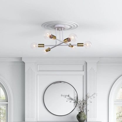 Plafonnier semi-encastré moderne en métal Sputnik de 6 lumières, 23,62 po