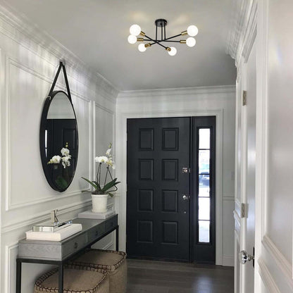 Plafonnier semi-encastré moderne en métal Sputnik de 6 lumières, 23,62 po