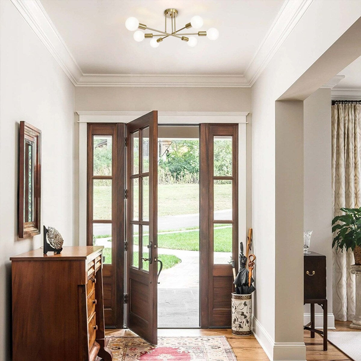 Plafonnier semi-encastré moderne en métal Sputnik de 6 lumières, 23,62 po