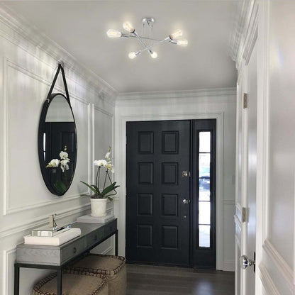 Plafonnier semi-encastré moderne en métal Sputnik de 6 lumières, 23,62 po