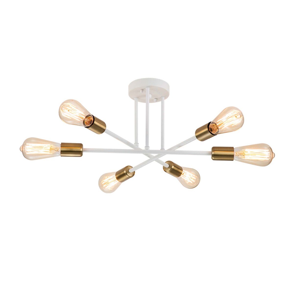 Plafonnier semi-encastré moderne en métal Sputnik de 6 lumières, 23,62 po