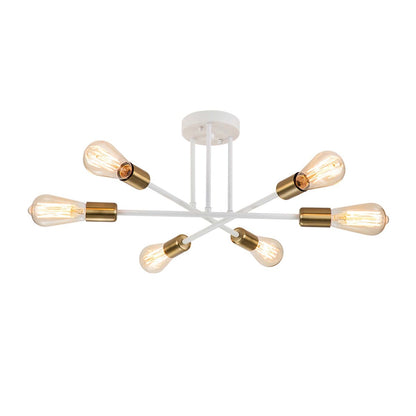 Plafonnier semi-encastré moderne en métal Sputnik de 6 lumières, 23,62 po