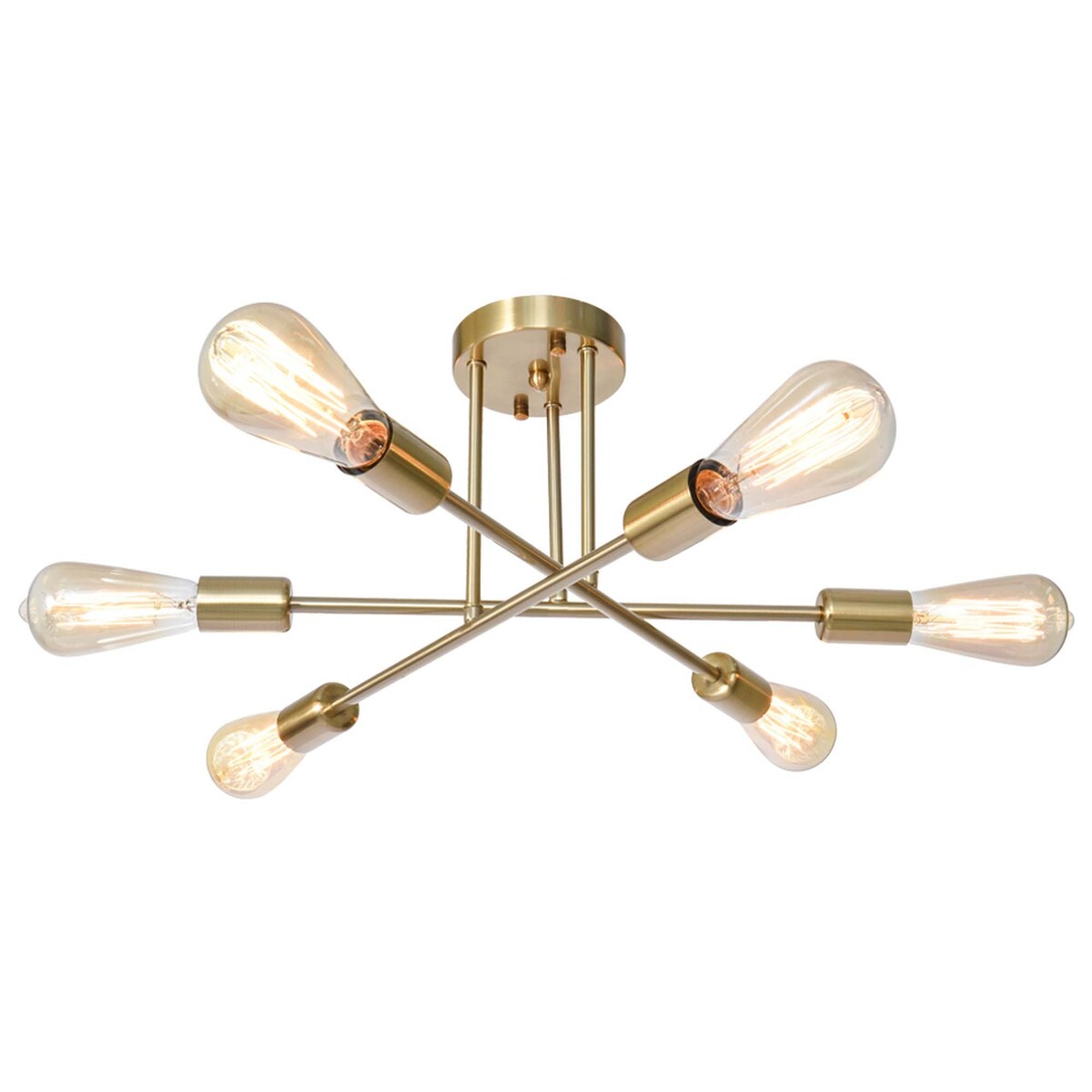 Plafonnier semi-encastré moderne en métal Sputnik de 6 lumières, 23,62 po