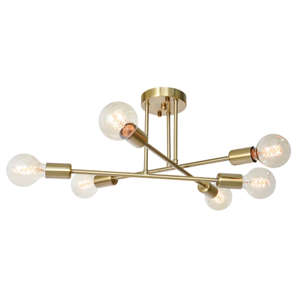 Plafonnier semi-encastré moderne en métal Sputnik de 6 lumières, 23,62 po