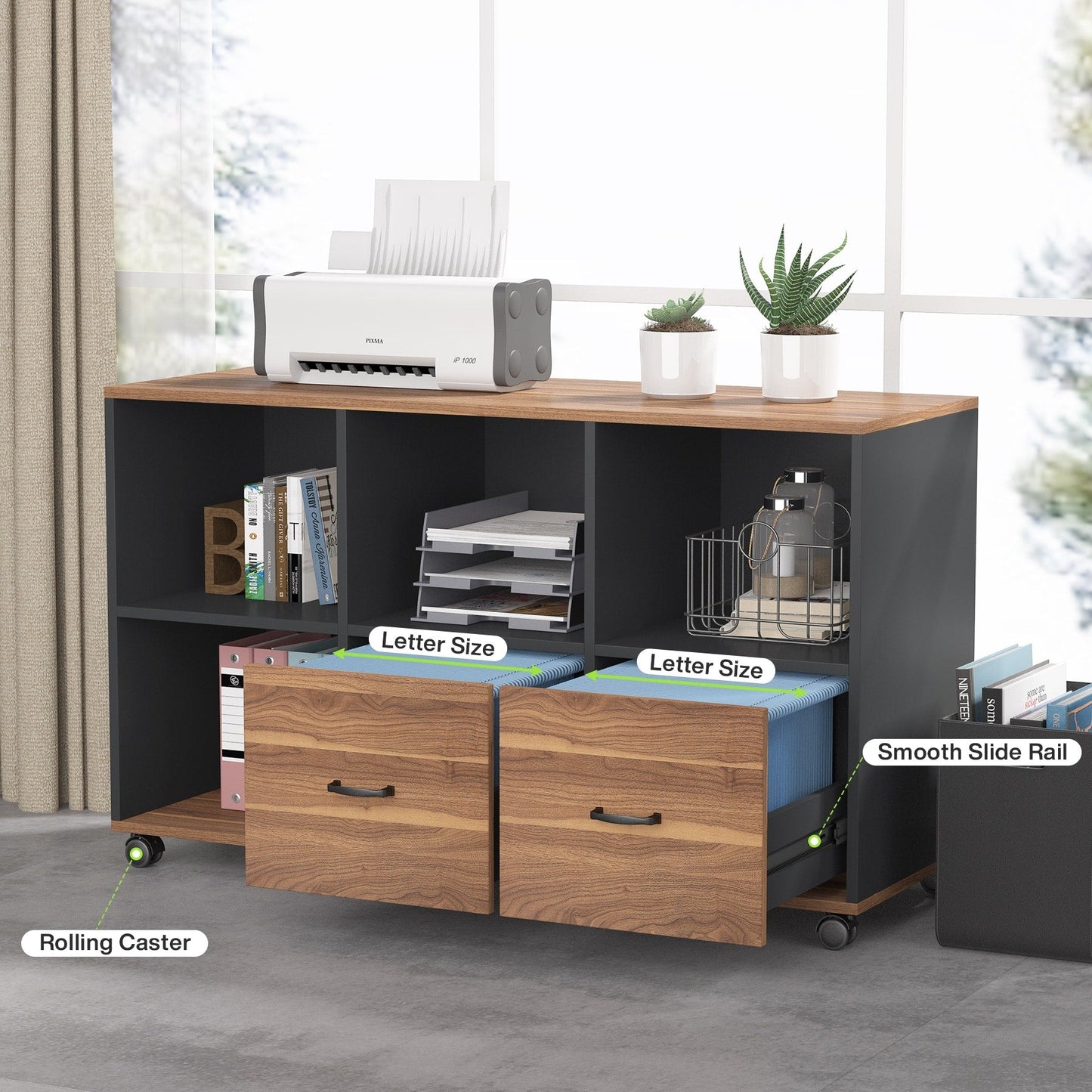 Bureau d'ordinateur en L de 63 pouces avec classeur latéral de 47 pouces, ensemble de bureau de direction pour la maison