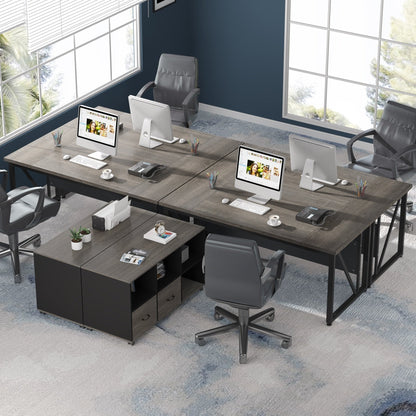 Bureau d'ordinateur en L de 63 pouces avec classeur latéral de 47 pouces, ensemble de bureau de direction pour la maison