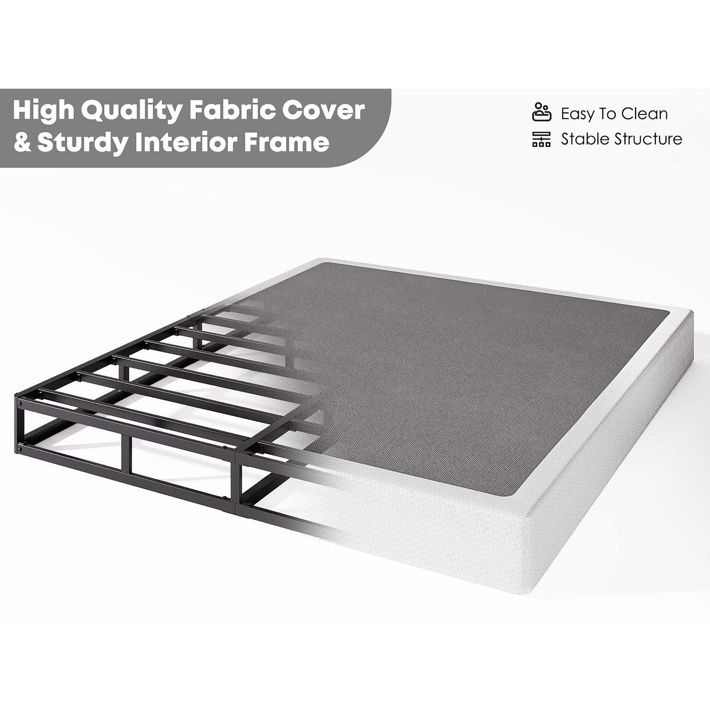 Sommier à ressorts en métal FSCHOS de 7 pouces, sommier de base, sans pieds