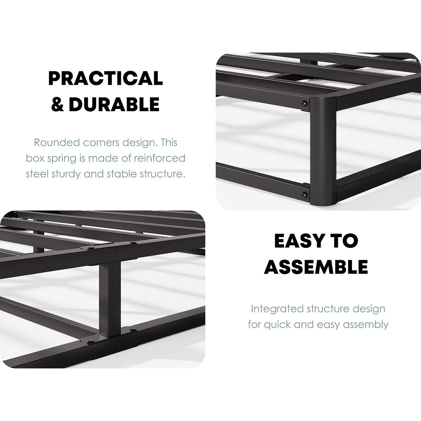 Sommier à ressorts en métal FSCHOS de 7 pouces, sommier de base, sans pieds