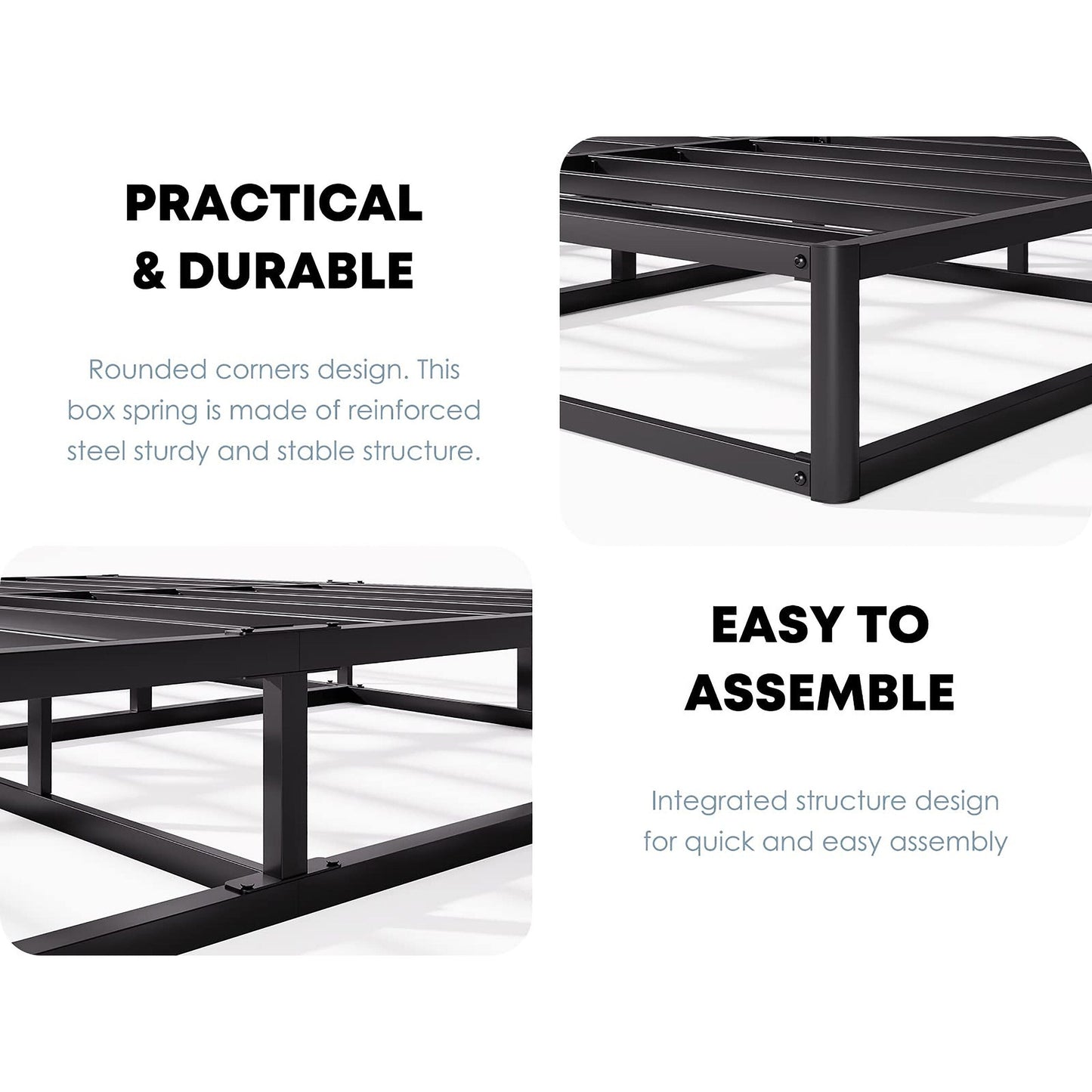 Sommier à ressorts en métal FSCHOS de 7 pouces, sommier de base, sans pieds