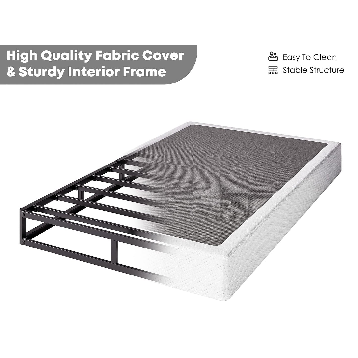 Sommier à ressorts en métal FSCHOS de 7 pouces, sommier de base, sans pieds