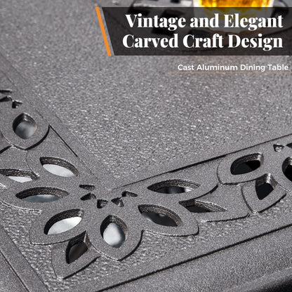 Ensemble de salle à manger de patio en aluminium moulé 7 pièces MAISON ARTS avec table rectangulaire extensible et 6 chaises en aluminium moulé