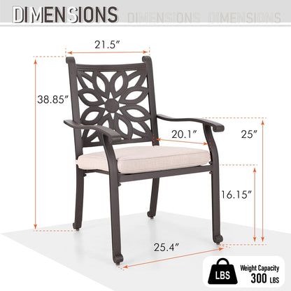 Ensemble de salle à manger de patio en aluminium moulé 7 pièces MAISON ARTS avec table rectangulaire extensible et 6 chaises en aluminium moulé