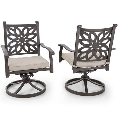 Ensemble de salle à manger de patio en aluminium moulé 7 pièces MAISON ARTS avec table rectangulaire extensible et 6 chaises en aluminium moulé